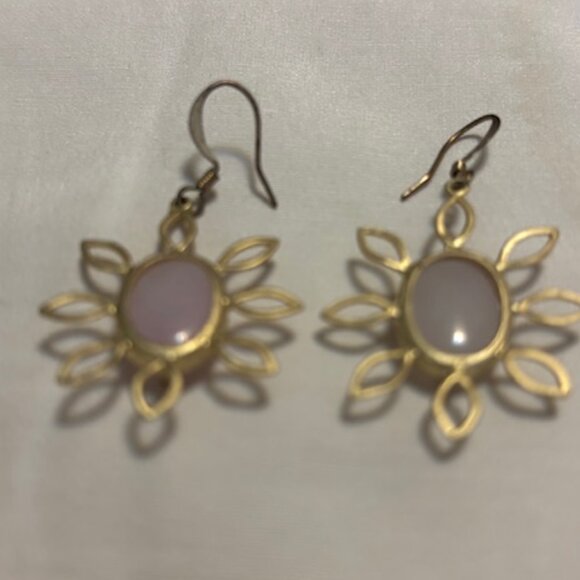 Pink Quartz and Gold-Tone Earrings - Picture 4 of 5